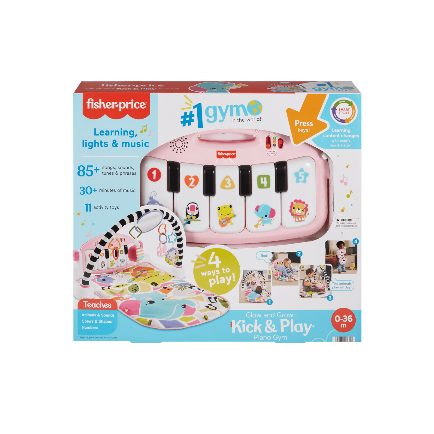 Fisher-Price  Tapis Piano Lumières et Apprentissage, Pour Bébé, Rose